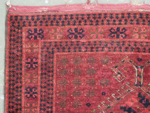 ANTIQUE KIZIL AYAK TURKMEN PRAYER RUG RAMS HORN MIHRAB CIRCA 1900 - ADDITIONAL PHOTO 4
