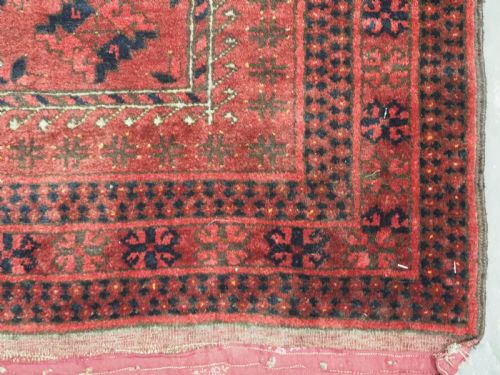 ANTIQUE KIZIL AYAK TURKMEN PRAYER RUG RAMS HORN MIHRAB CIRCA 1900 - ADDITIONAL PHOTO 7