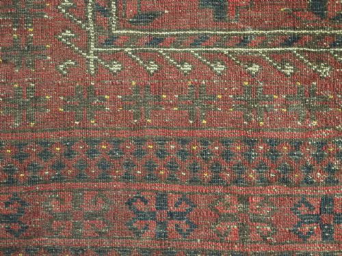 ANTIQUE KIZIL AYAK TURKMEN PRAYER RUG RAMS HORN MIHRAB CIRCA 1900 - ADDITIONAL PHOTO 8