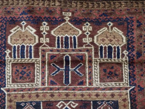 ANTIQUE TAIMANI BALUCH 'SEH MIHRAB' PRAYER RUG CIRCA 1900 - ADDITIONAL PHOTO 8