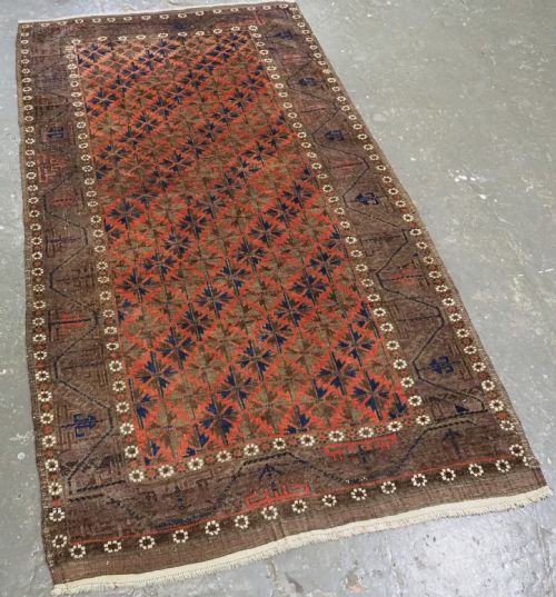 fig 1. ANTIQUE TIMURI / BALUCH RUG, WESTERN AFGHANISTAN, WILLOW LEAF DESIGN, CIRCA 1880.