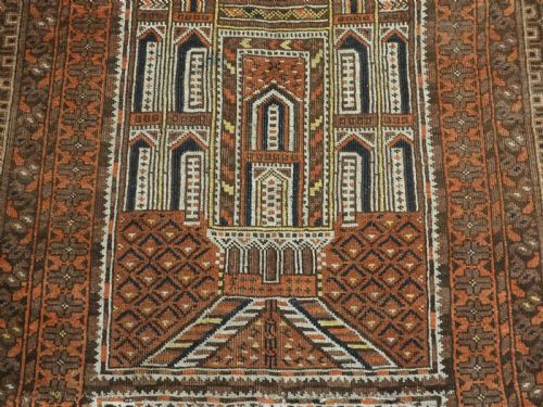 ANTIQUE AFGHAN KIZIL AYAK MOSQUE PRAYER RUG WITH DOUBLE NICHE CIRCA 1900 - ADDITIONAL PHOTO 8