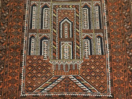 ANTIQUE AFGHAN KIZIL AYAK MOSQUE PRAYER RUG WITH DOUBLE NICHE CIRCA 1900 - ADDITIONAL PHOTO 10