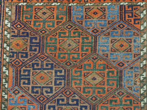 ANTIQUE BAHLULI BALUCH OR TIMURI RUG WESTERN AFGHANISTAN COLOURFUL SMALL RUG CIRCA 1880 - ADDITIONAL PHOTO 7