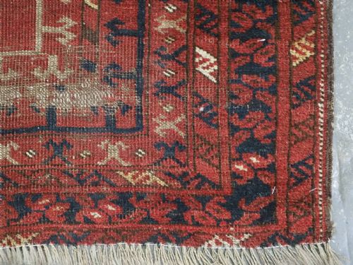 ANTIQUE TURKMEN PRAYER RUG PROBABLY KIZIL AYAK VERY ARCHAIC EXAMPLE CIRCA 1850 OR EARLIER - ADDITIONAL PHOTO 10