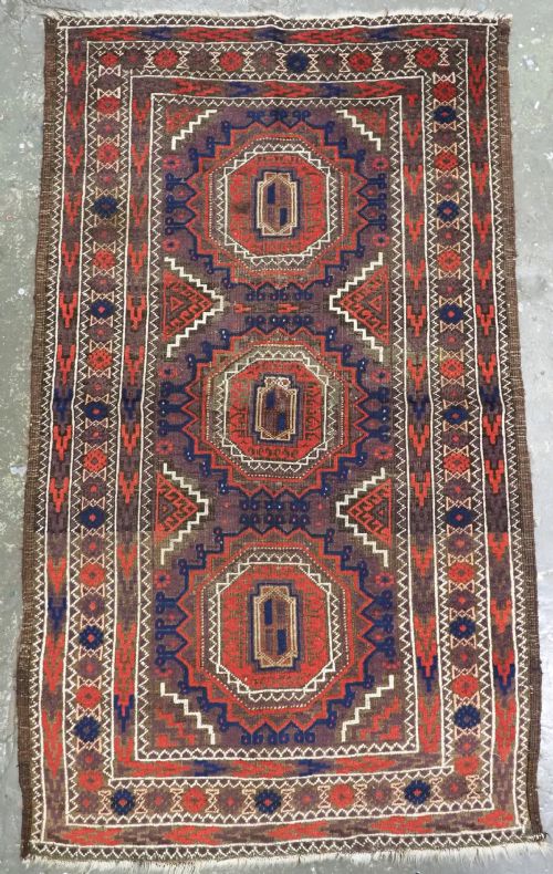 Antique Khorasan Baluch Rug, Possibly Salar Khani with Large Guls, Circa 1900.