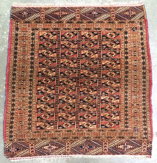 Antique Tekke Turkmen Dowry Rug with Aina Gul Design, Circa 1880 or Earlier.