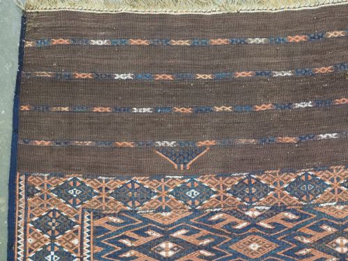 ANTIQUE YOMUT TURKMEN PALAS SOUMAK KILIM OUTSTANDING CONDITION CIRCA 1900 - ADDITIONAL PHOTO 5