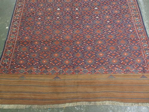 ANTIQUE YOMUT TURKMEN PALAS SOUMAK KILIM OUTSTANDING CONDITION LONG KILIM ENDS CIRCA 1900 - ADDITIONAL PHOTO 4