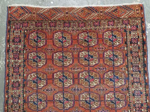 ANTIQUE TEKKE TURKMEN DOWRY RUG TRADITIONAL TEKKE GUL DESIGN CIRCA 1900 - ADDITIONAL PHOTO 2