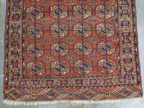 ANTIQUE TEKKE TURKMEN DOWRY RUG TRADITIONAL TEKKE GUL DESIGN CIRCA 1900 - ADDITIONAL PHOTO 3