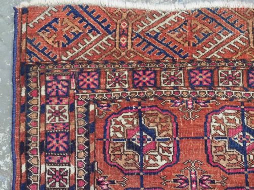 ANTIQUE TEKKE TURKMEN DOWRY RUG TRADITIONAL TEKKE GUL DESIGN CIRCA 1900 - ADDITIONAL PHOTO 4