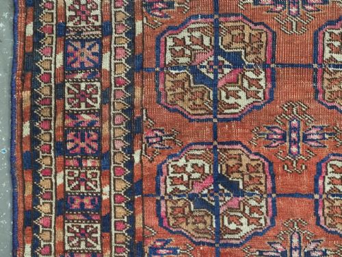 ANTIQUE TEKKE TURKMEN DOWRY RUG TRADITIONAL TEKKE GUL DESIGN CIRCA 1900 - ADDITIONAL PHOTO 5
