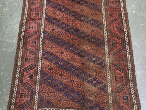 ANTIQUE KHORASAN BALUCH RUG CALYX LATTICE DESIGN CIRCA 1880 - ADDITIONAL PHOTO 4