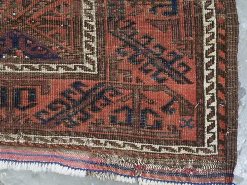 ANTIQUE KHORASAN BALUCH RUG CALYX LATTICE DESIGN CIRCA 1880 - ADDITIONAL PHOTO 11