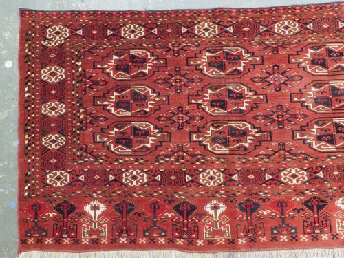ANTIQUE ERSARI KIZIL AYAK TURKMEN 9 GUL CHUVAL FACE EXCELLENT CONDITION CIRCA 1890 - ADDITIONAL PHOTO 1