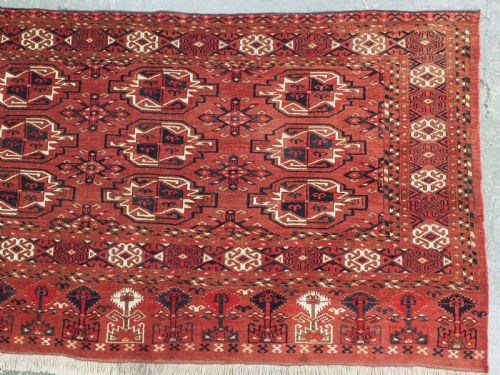 ANTIQUE ERSARI KIZIL AYAK TURKMEN 9 GUL CHUVAL FACE EXCELLENT CONDITION CIRCA 1890 - ADDITIONAL PHOTO 2