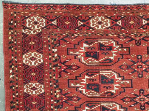 ANTIQUE ERSARI KIZIL AYAK TURKMEN 9 GUL CHUVAL FACE EXCELLENT CONDITION CIRCA 1890 - ADDITIONAL PHOTO 3