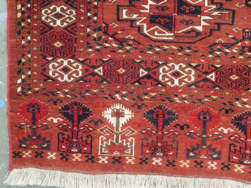ANTIQUE ERSARI KIZIL AYAK TURKMEN 9 GUL CHUVAL FACE EXCELLENT CONDITION CIRCA 1890 - ADDITIONAL PHOTO 4