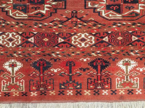 ANTIQUE ERSARI KIZIL AYAK TURKMEN 9 GUL CHUVAL FACE EXCELLENT CONDITION CIRCA 1890 - ADDITIONAL PHOTO 7