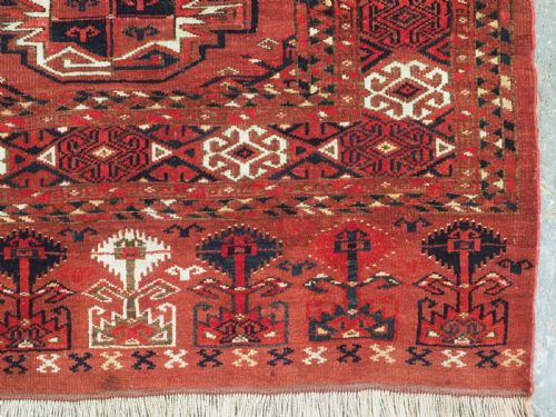 ANTIQUE ERSARI KIZIL AYAK TURKMEN 9 GUL CHUVAL FACE EXCELLENT CONDITION CIRCA 1890 - ADDITIONAL PHOTO 8