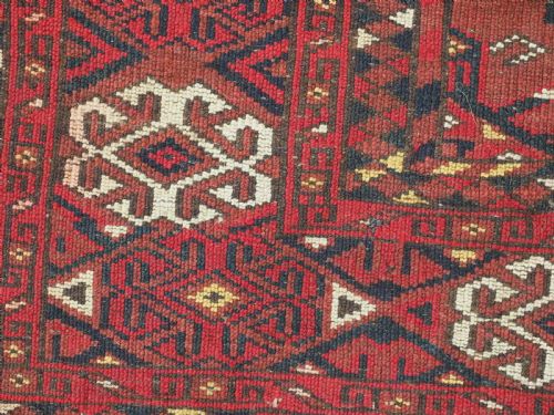 ANTIQUE ERSARI KIZIL AYAK TURKMEN 9 GUL CHUVAL FACE EXCELLENT CONDITION CIRCA 1890 - ADDITIONAL PHOTO 9