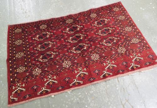 ANTIQUE ERSARI KIZIL AYAK TURKMEN 9 GUL CHUVAL FACE INTERESTING ELEM DESIGN CIRCA 1900 - ADDITIONAL PHOTO 1