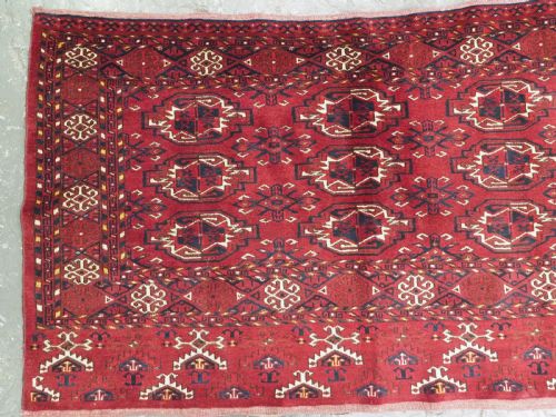 ANTIQUE ERSARI KIZIL AYAK TURKMEN 9 GUL CHUVAL FACE INTERESTING ELEM DESIGN CIRCA 1900 - ADDITIONAL PHOTO 2