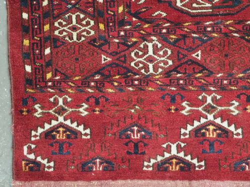 ANTIQUE ERSARI KIZIL AYAK TURKMEN 9 GUL CHUVAL FACE INTERESTING ELEM DESIGN CIRCA 1900 - ADDITIONAL PHOTO 4