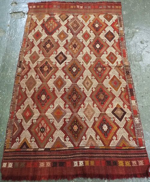 Antique Turkish Obruk Kilim / Cover in Cicim Work, Great Condition, Circa 1900.