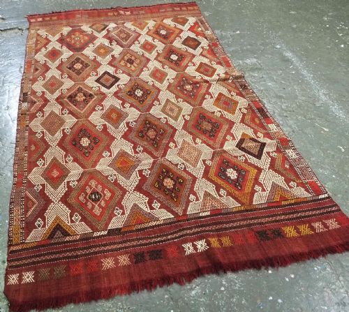 fig 1. ANTIQUE TURKISH OBRUK KILIM / COVER IN CICIM WORK, GREAT CONDITION, CIRCA 1900.