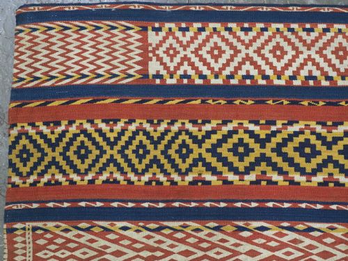 ANTIQUE CENTRAL ASIAN UZBEK GAJERI KILIM STRIKING DESIGN AND LARGE SIZE CIRCA 1900 - ADDITIONAL PHOTO 5