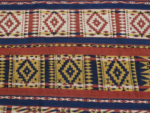 ANTIQUE CENTRAL ASIAN UZBEK GAJERI KILIM STRIKING DESIGN AND LARGE SIZE CIRCA 1900 - ADDITIONAL PHOTO 9
