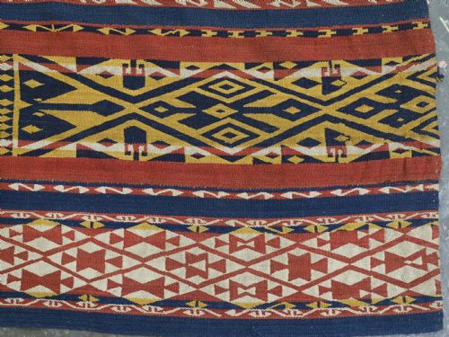 ANTIQUE CENTRAL ASIAN UZBEK GAJERI KILIM STRIKING DESIGN AND LARGE SIZE CIRCA 1900 - ADDITIONAL PHOTO 10