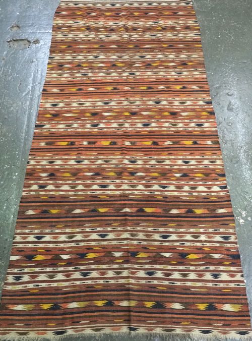 ANTIQUE TURKMEN DALI KILIM VERY FINE WEAVE BANDED DESIGN CIRCA 1880
