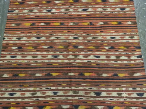 ANTIQUE TURKMEN DALI KILIM VERY FINE WEAVE BANDED DESIGN CIRCA 1880 - ADDITIONAL PHOTO 4