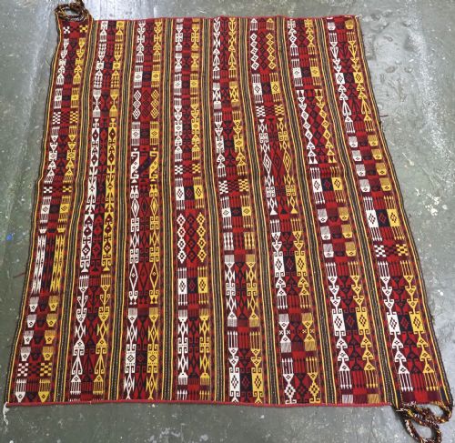 ANTIQUE UZBEK GAJERI GHUDJERI KILIM SMALL SIZE PROBABLY MADE FROM A TENT BAND CIRCA 190020