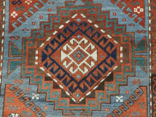 ANTIQUE CAUCASIAN MOGHAN KAZAK RUG HOOKED MEDALLION DESIGN CIRCA 1890 - ADDITIONAL PHOTO 8