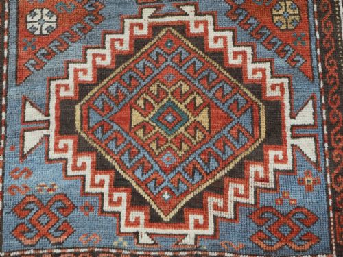 ANTIQUE CAUCASIAN MOGHAN KAZAK RUG HOOKED MEDALLION DESIGN CIRCA 1890 - ADDITIONAL PHOTO 10
