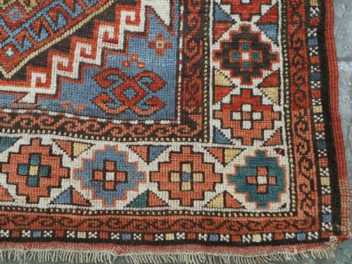 ANTIQUE CAUCASIAN MOGHAN KAZAK RUG HOOKED MEDALLION DESIGN CIRCA 1890 - ADDITIONAL PHOTO 11