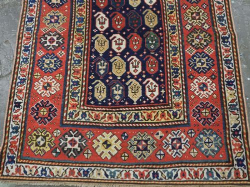 ANTIQUE CAUCASIAN KAZAK RUNNER GENDJE REGION WITH BOTEH DESIGN CIRCA 1890 - ADDITIONAL PHOTO 4