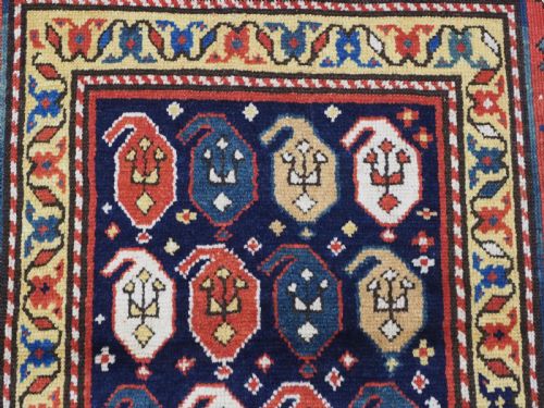 ANTIQUE CAUCASIAN KAZAK RUNNER GENDJE REGION WITH BOTEH DESIGN CIRCA 1890 - ADDITIONAL PHOTO 7