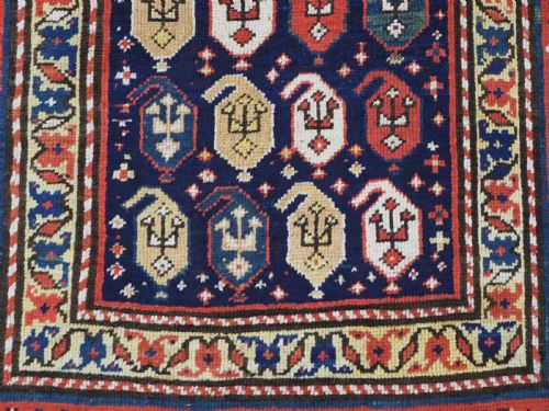 ANTIQUE CAUCASIAN KAZAK RUNNER GENDJE REGION WITH BOTEH DESIGN CIRCA 1890 - ADDITIONAL PHOTO 9