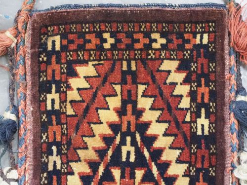 ANTIQUE YOMUT TURKMEN SPINDLE BAG 'IGSALYK' WITH PLAIN WEAVE BACK CIRCA 1880 - ADDITIONAL PHOTO 2