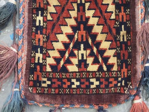 ANTIQUE YOMUT TURKMEN SPINDLE BAG 'IGSALYK' WITH PLAIN WEAVE BACK CIRCA 1880 - ADDITIONAL PHOTO 4