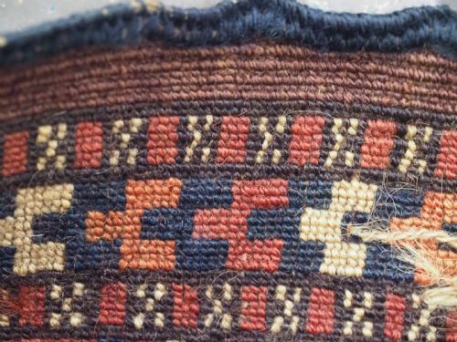ANTIQUE YOMUT TURKMEN SPINDLE BAG 'IGSALYK' WITH PLAIN WEAVE BACK CIRCA 1880 - ADDITIONAL PHOTO 5