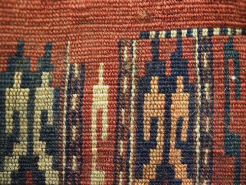 ANTIQUE YOMUT TURKMEN SPINDLE BAG 'IGSALYK' WITH PLAIN WEAVE BACK CIRCA 1880 - ADDITIONAL PHOTO 5