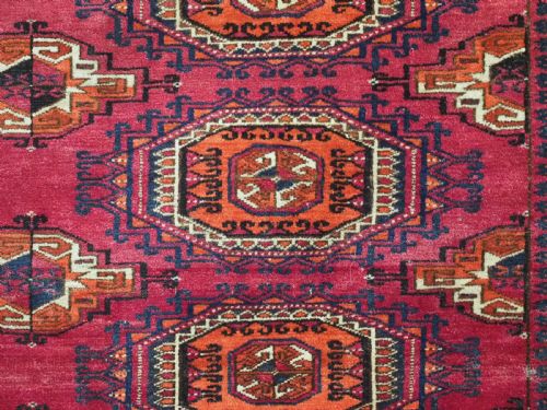 ANTIQUE TEKKE TURKMEN CHUVAL WITH 'SALOR' GULS COMPLETE WITH BACK CIRCA 1880 - ADDITIONAL PHOTO 9