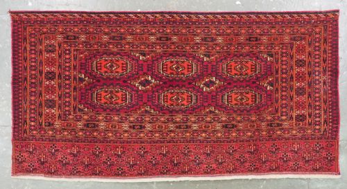 Antique Tekke Turkmen Chuval Face with Six 'Salor' Guls, Circa 1890.