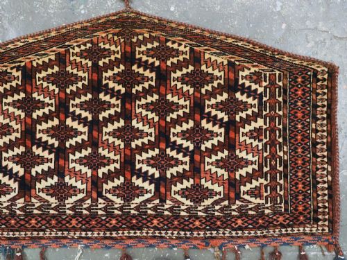 ANTIQUE YOMUT TURKMEN ASMALYK FULL PILE WITH TASSELS CIRCA 1880 - ADDITIONAL PHOTO 3
